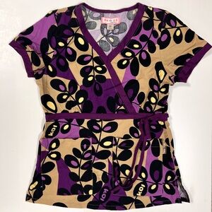 koi Wrap-Style Tunic Scrub Top